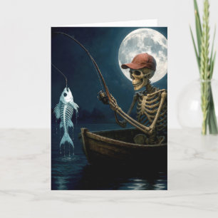 Skeletonfiske i en träbåt kort