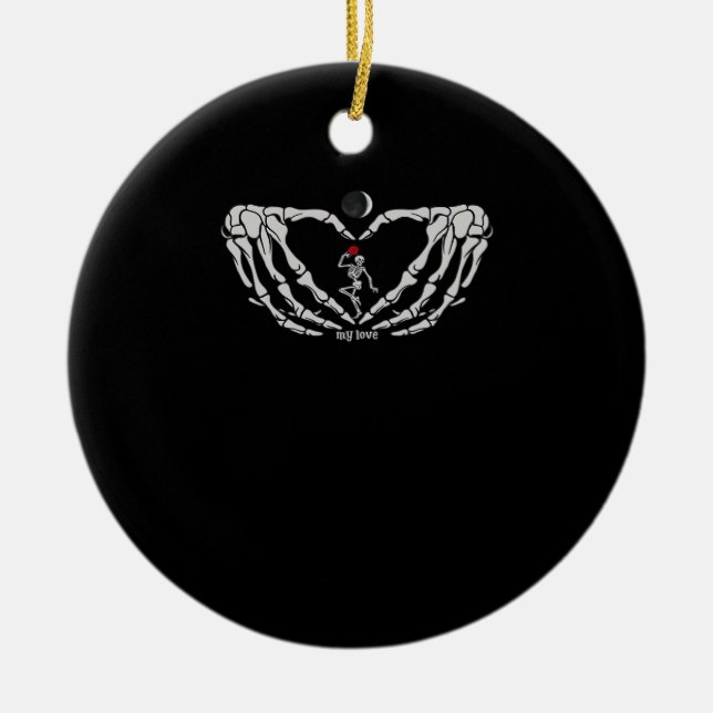 Skeletonkvinnor med rött i hjärtat av Händer Fes Julgransprydnad Keramik (Framsidan)