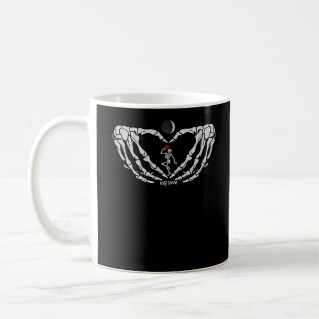 Skeletonkvinnor med rött i hjärtat av Händer Fes Kaffemugg (Vänster)