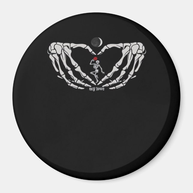 Skeletonkvinnor med rött i hjärtat av Händer Fes Magnet (Framsidan)