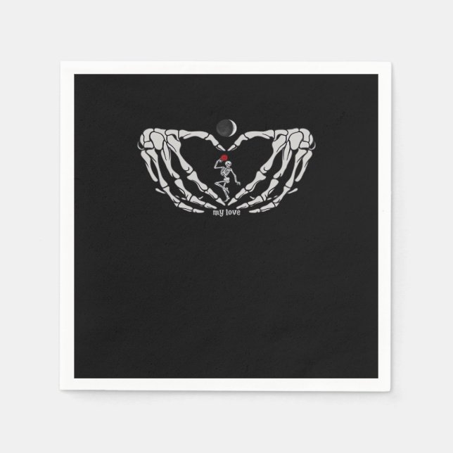 Skeletonkvinnor med rött i hjärtat av Händer Fes Pappersservett (Framsidan)