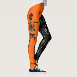 Skeletonlegeringar från Happy halloween-ben Leggings