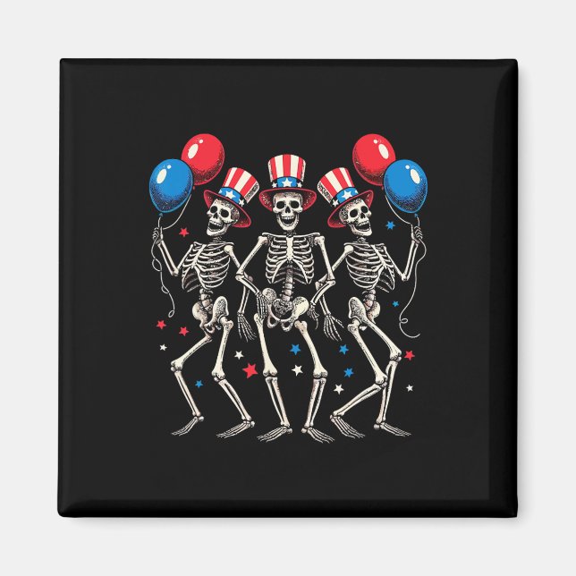 Skeletons 4:e juli Funny Independence day 2 Magnet (Framsidan)