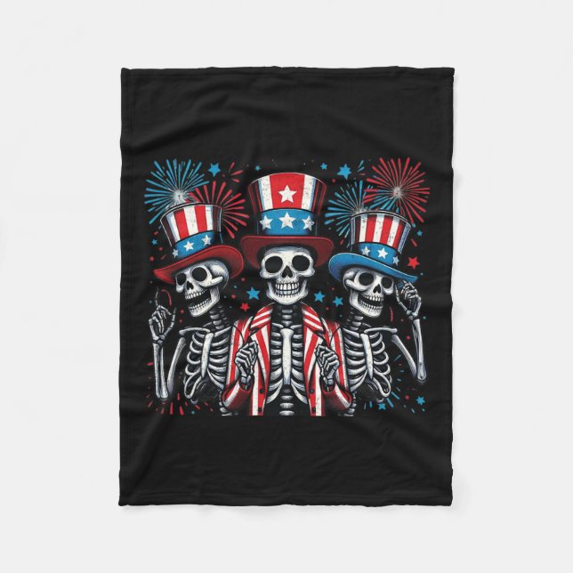 Skeletons 4:e juli Funny Independence day 3 Fleecefilt (Framsidan)