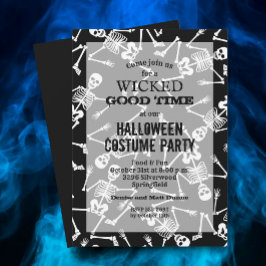 Skeletons Black Halloween Inbjudningar