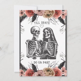 Skeletons Blommigt till Döden Bröllop Inbjudningar