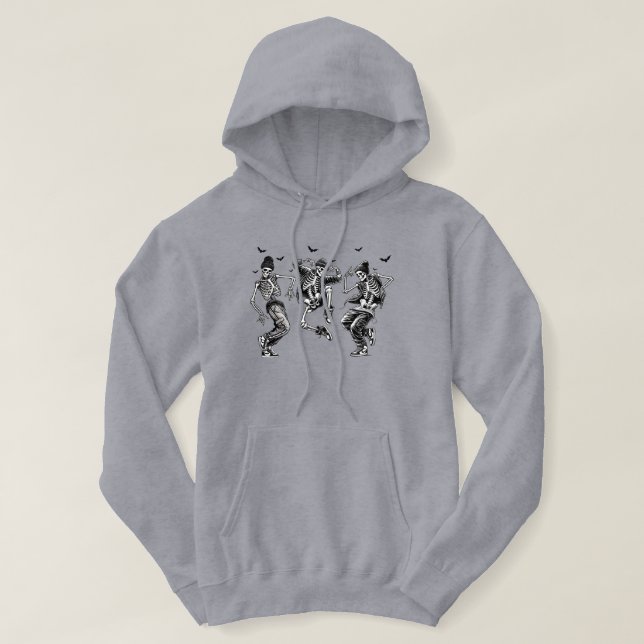 Skeletons Break Dancing Hooded Sweatshirt (Design framsida)