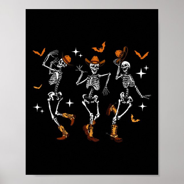 Skeletons Dance Cowboy Western Halloween Costume M Poster (Framsidan)