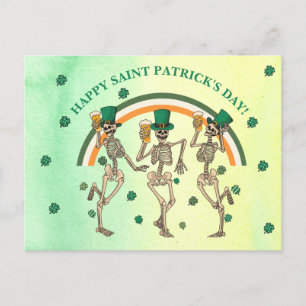 Skeletons Dancing Lycklig Saint patrick's day Vykort