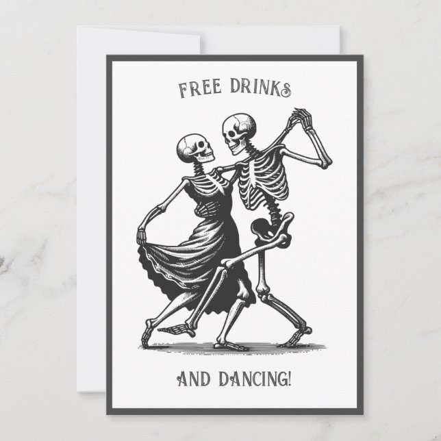 Skeletons Dancing Wedbjudande Inbjudningar (Framsida)