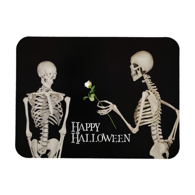 Skeletons Funny Romantic Happy halloween Magnet (Horisontell)