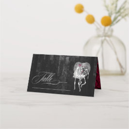 Skeletons Gothic Bröllop Bord Burgundy ID866 Placeringskort