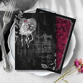 Skeletons Gothic Bröllop Burgundy ID866 Meny