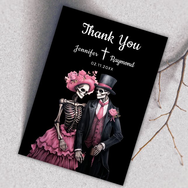 Skeletons Gothic Bröllop tackkort Tack Kort (Skapare uppladdad)