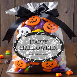 Skeletons Happy halloween Oval Sticker Ovalt Klistermärke