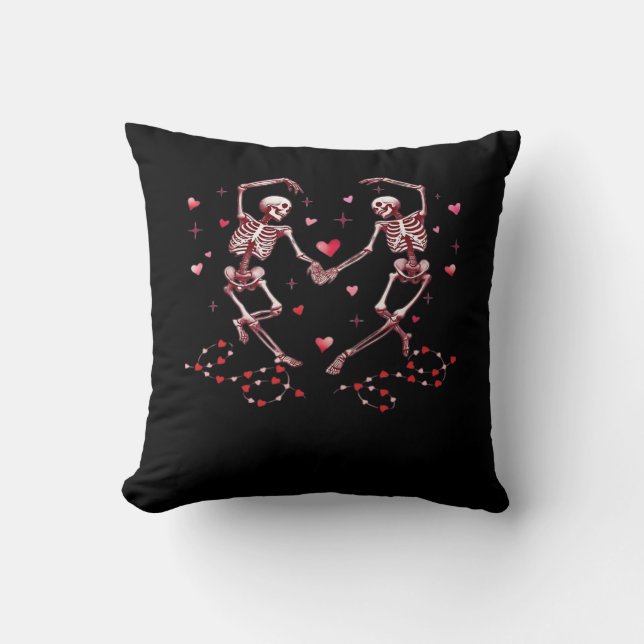 Skeletons Holding Händer Heart Valentines day Desi Kudde (Framsida)