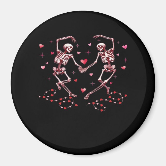 Skeletons Holding Händer Heart Valentines day Desi Magnet (Framsidan)