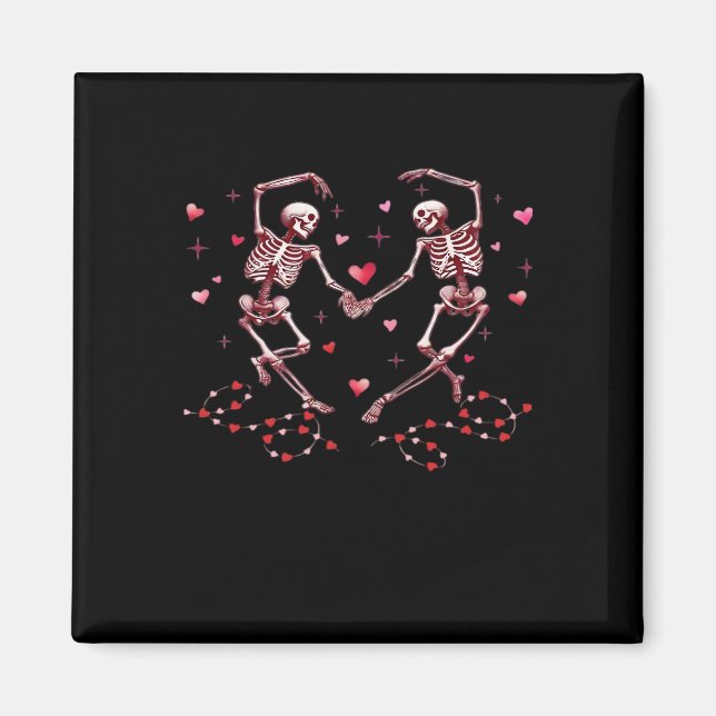 Skeletons Holding Händer Heart Valentines day Desi Magnet (Framsidan)