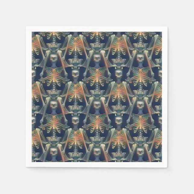 Skeletons Mönster-taloky Coola Halloween fest Pappersservett (Framsidan)