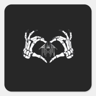 Skeletons Token Heart Händer Fyrkantigt Klistermärke