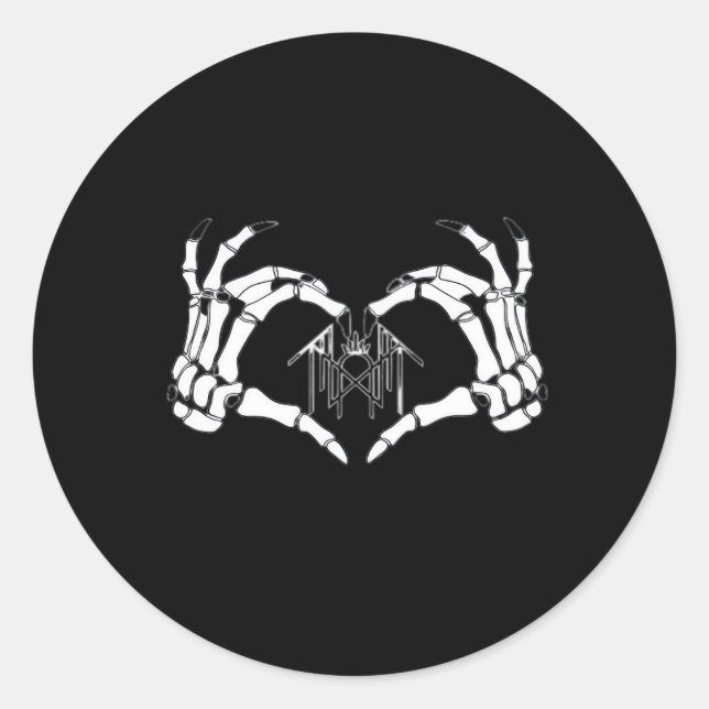 Skeletons Token Heart Händer Runt Klistermärke (Framsida)