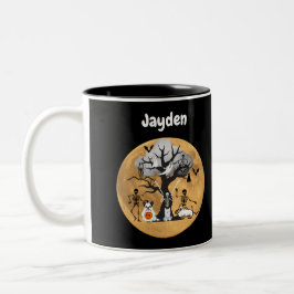 Skeletons vandrande Hundar i Costumes Två-Tonad Mugg