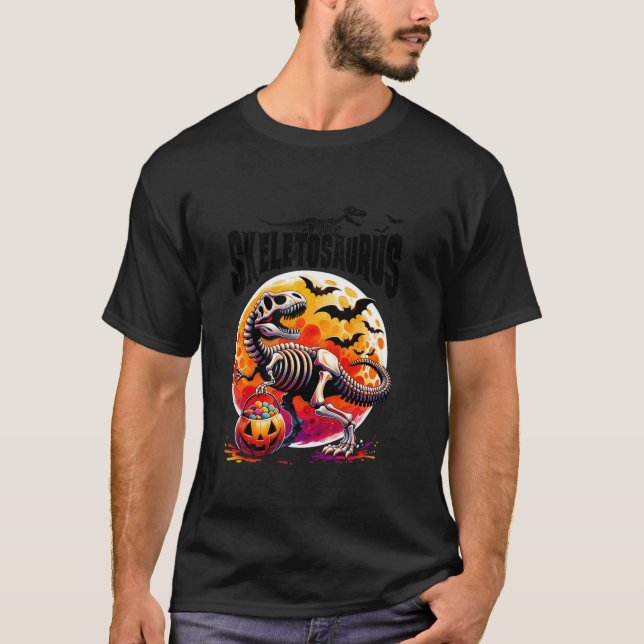 Skeletosaurus Dinosaurs Skeleton T rex Halloween F Shirt (Framsida)