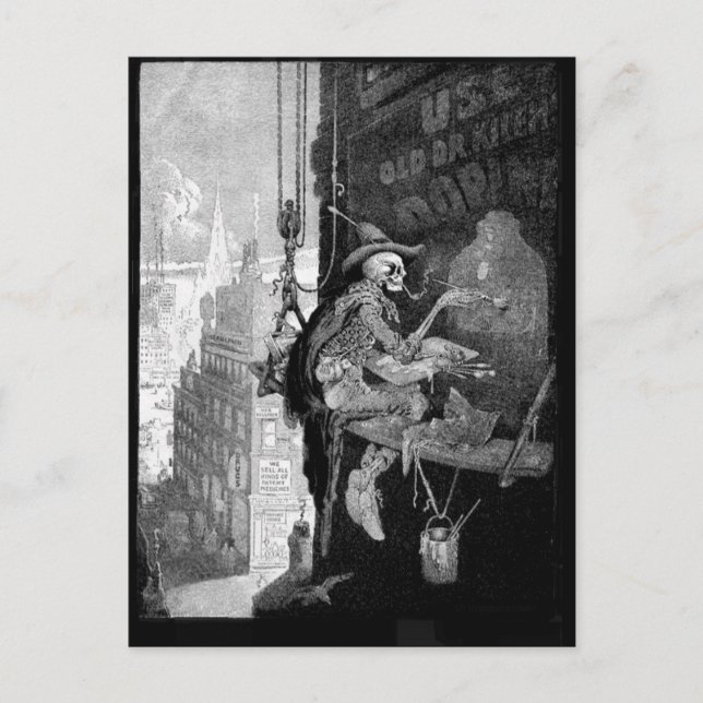 Skelett- advertizingvykort vykort (Framsida)