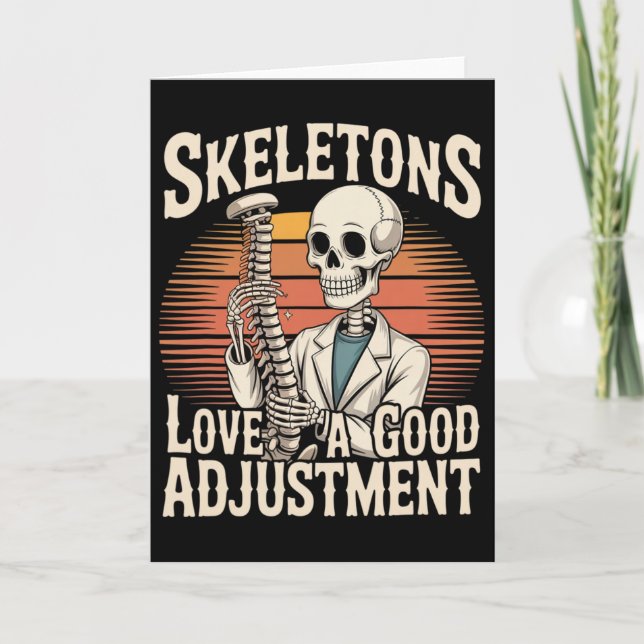 Skelett älskar en bra justering Halloween Osteopat Kort (Framsida)