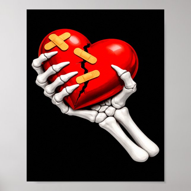 Skelett &amp; hjärtekrossad anti valentin singel poster (Framsidan)