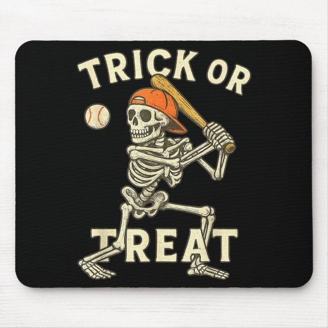 Skelett baseboll Halloween-kostym rolig för män po Musmatta (Framsidan)