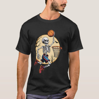 Skelett Basket Halloween Kostym Rolig Män Bo T Shirt