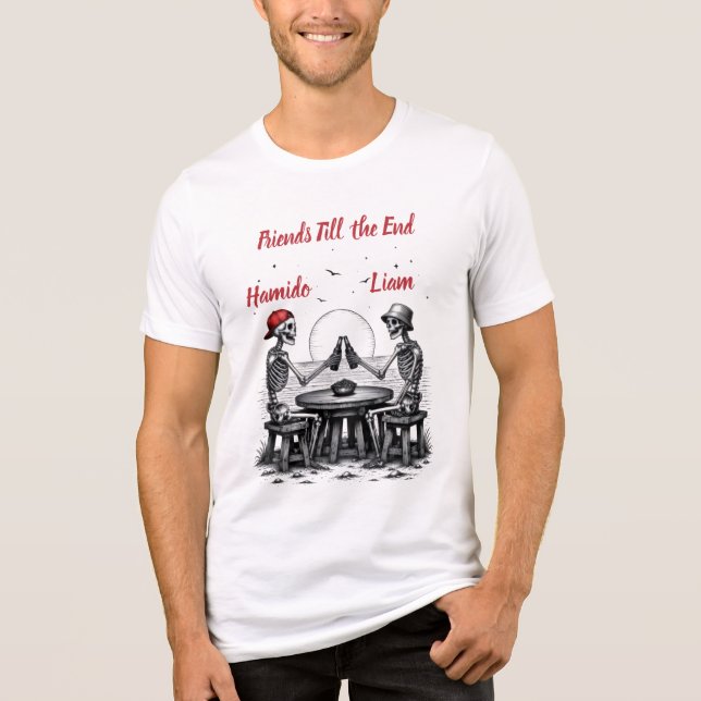 Skelett Bästa Vänner Skål T Shirt (Framsida)