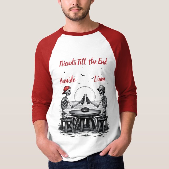 Skelett Bästa Vänner Skål T Shirt (Framsida)
