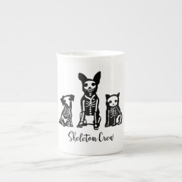 Skelett- besättninghundar och katt benporslin mugg