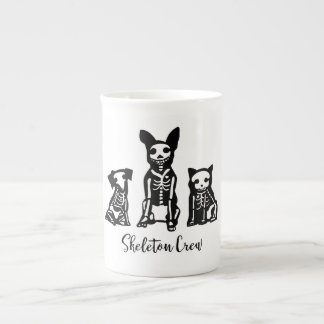 Skelett- besättninghundar och katt benporslin mugg