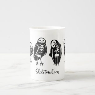 Skelett- besättningugglakvartett benporslin mugg