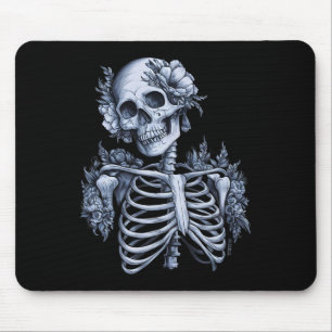 Skelett blomster skull Halloween gotisk ockult kvi Musmatta