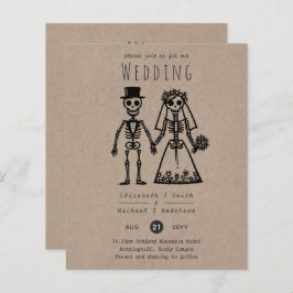 Skelett Bröllop Tecknad Brud Brudgumme Kul Handrit