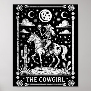 Skelett Cowgirl Ridande Häst Tarotkort Gotisk Ha Poster