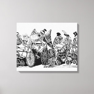 Skelett- cyklister av José Guadalupe Posada Canvastryck