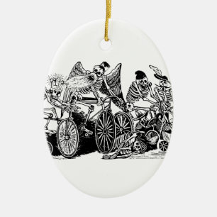Skelett- cyklister av José Guadalupe Posada Julgransprydnad Keramik