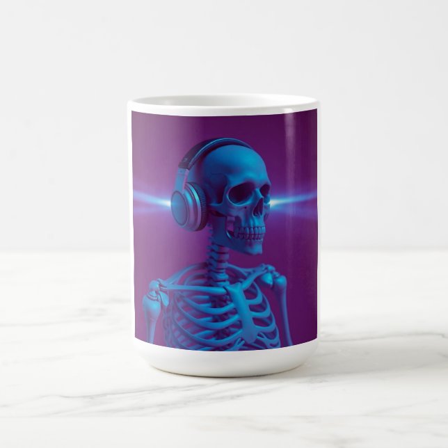 Skelett där musik aldrig dör kaffemugg (Center)