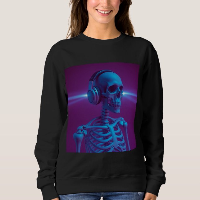 Skelett där musik aldrig dör t shirt (Framsida)