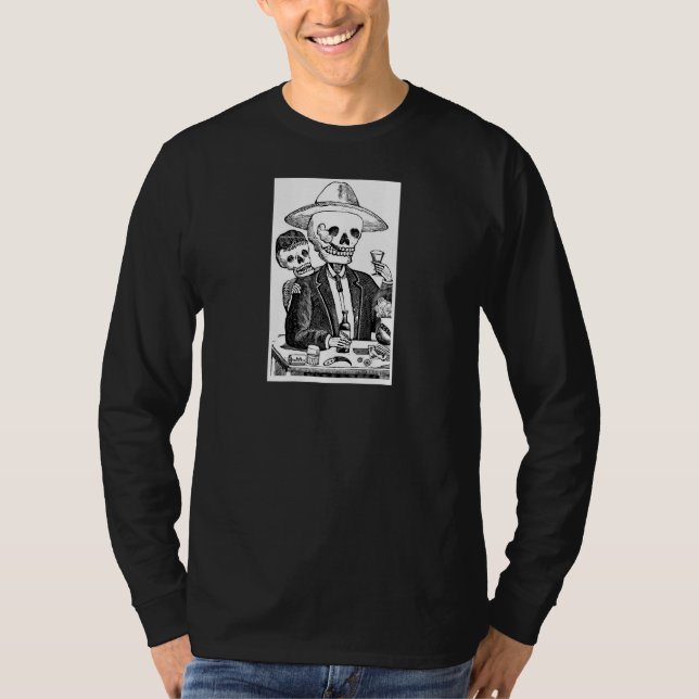 Skelett- dricka Tequila, Mexico Tee (Framsida)