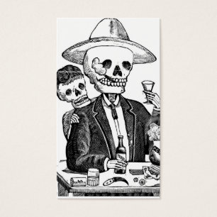 Skelett- dricka Tequila och röka, Mexico Visitkort