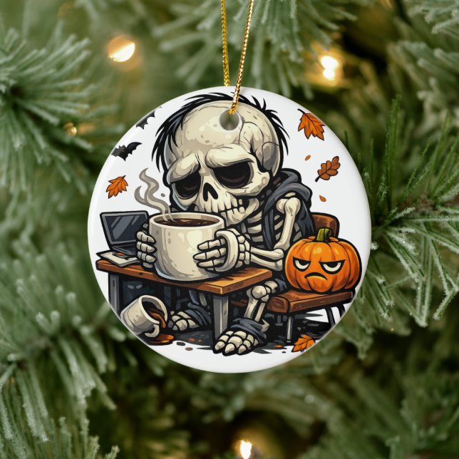 Skelett dricker höstbrygd julgransprydnad keramik (Träd)