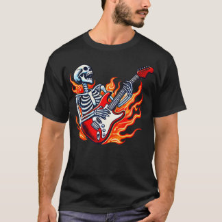 Skelett Elgitarr Kille Rock Roll Band Rock O T Shirt