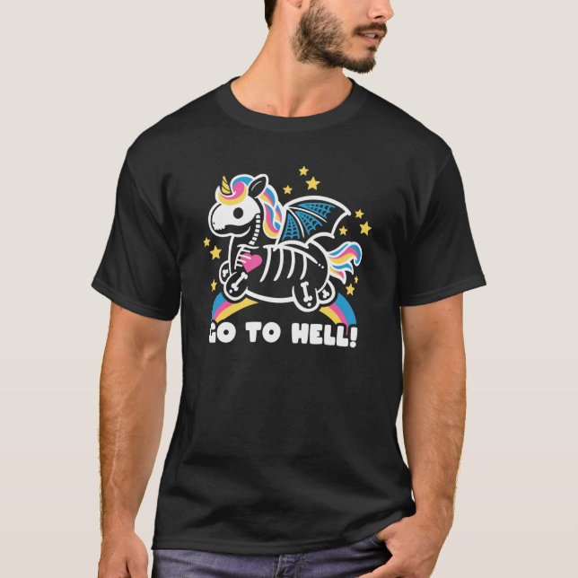 Skelett enhörning vän pojke t shirt (Framsida)