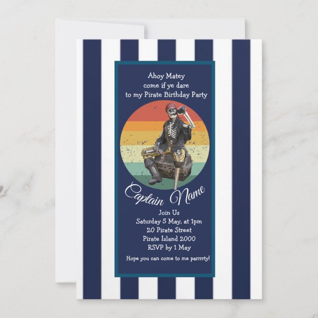 Skelett Episk Sjöpiratfest Inbjudningar (Framsida)